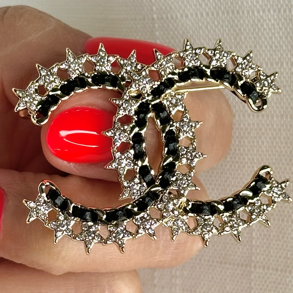 CHANEL Brooch Cocomark Leather Star